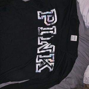 VS PINK long sleeve crop top black with logo